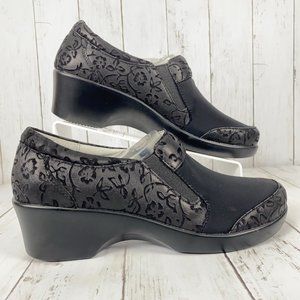 Alegria ERY-461 Black Leather Stretch Clogs Morning Glory Wm Sz 11 EU 42 NWOB